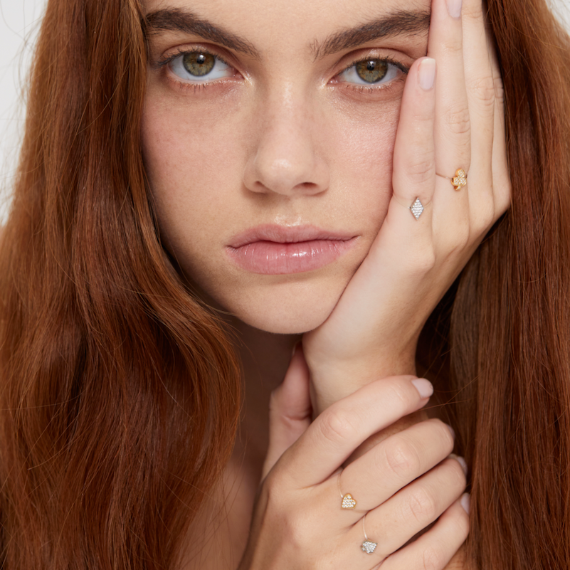 Bague Nylon Symbole PM Or Blanc
