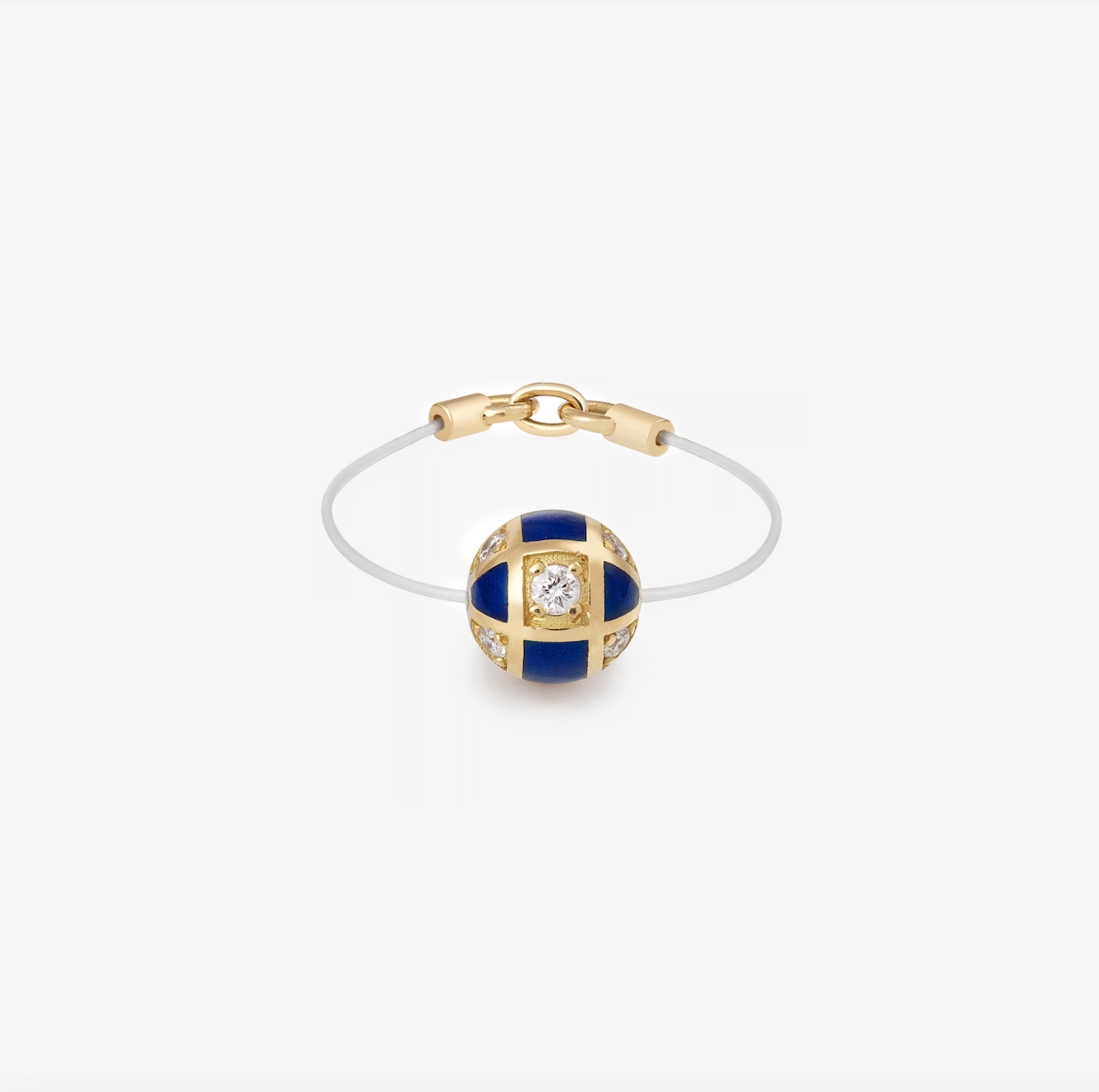 NYLON MINI GLOBE Ring 18K Gold Lab Diamonds