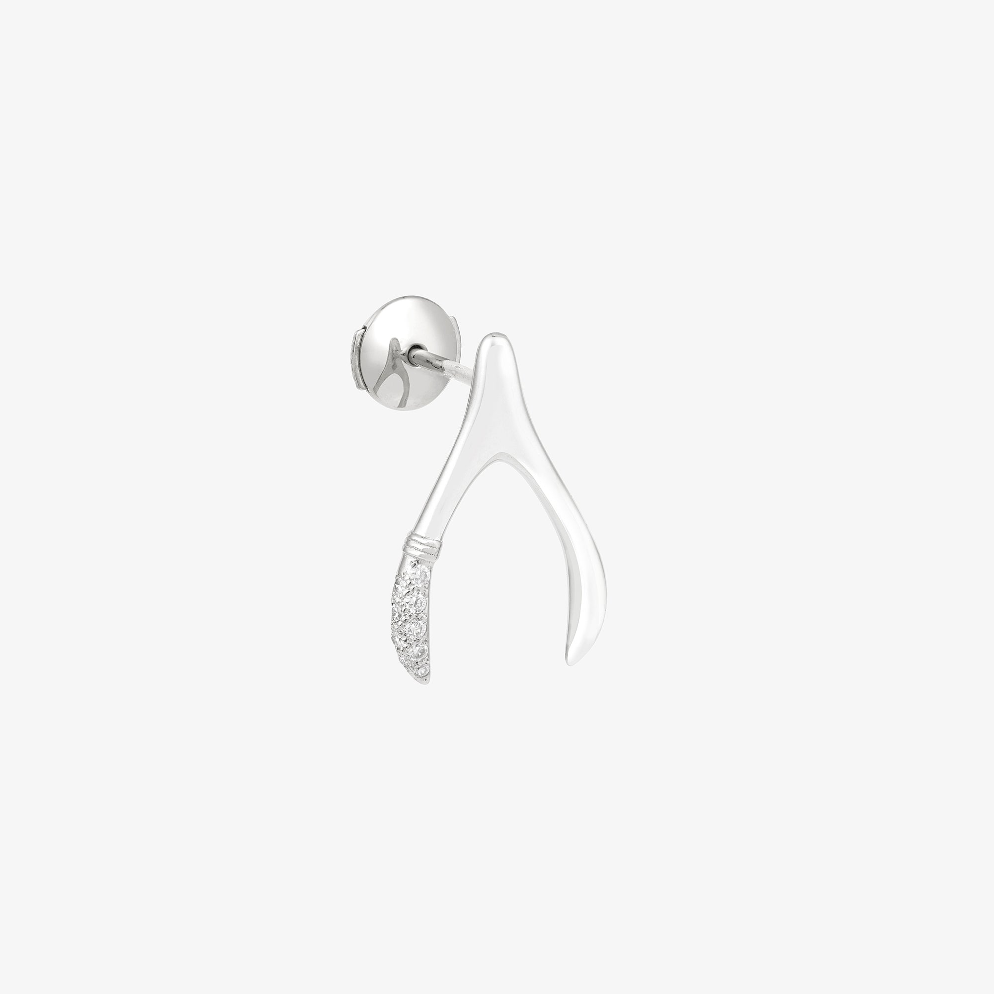 Mono Boucle d'Oreille Wishbone Semi Pavée