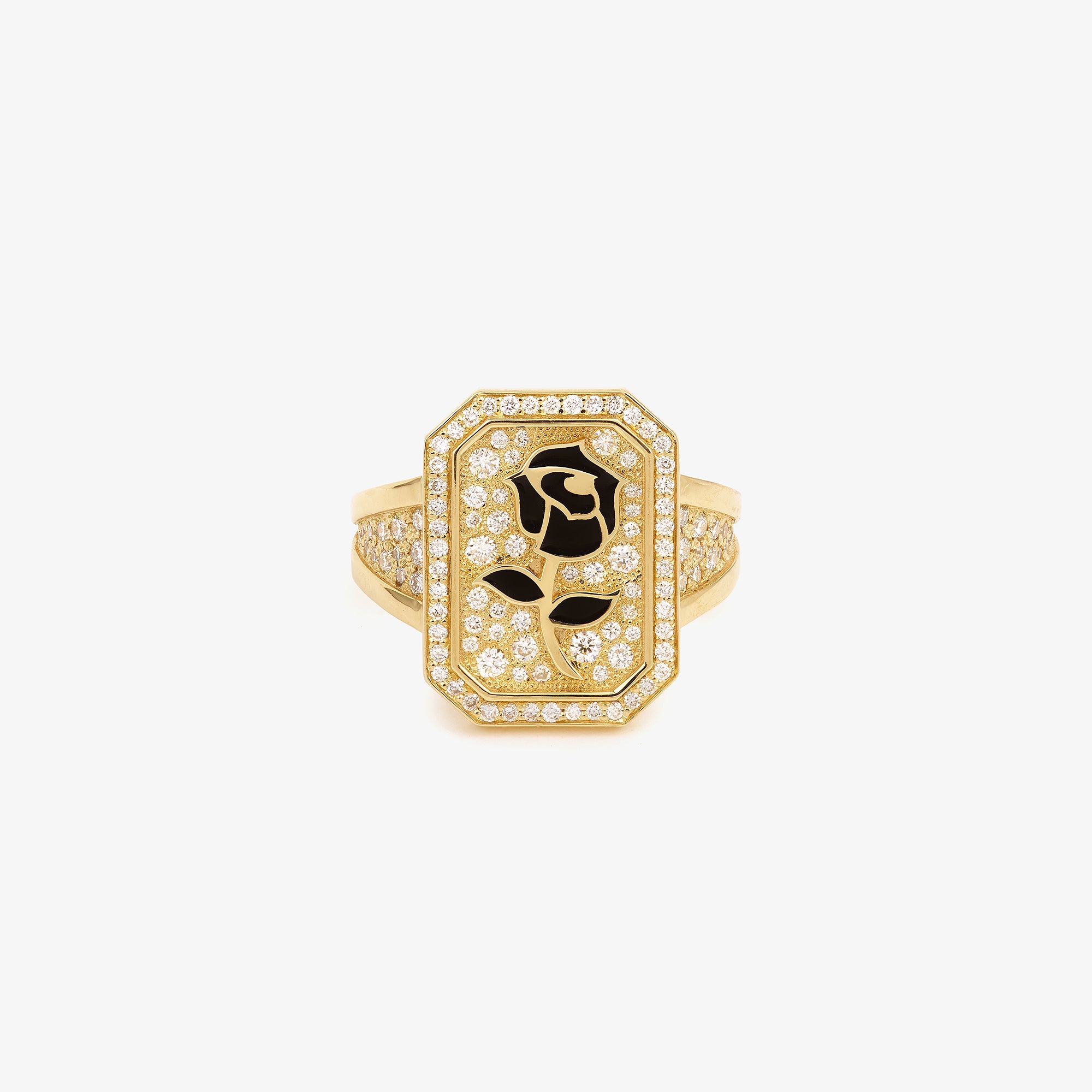 Chevalière Rose Noire Pavée