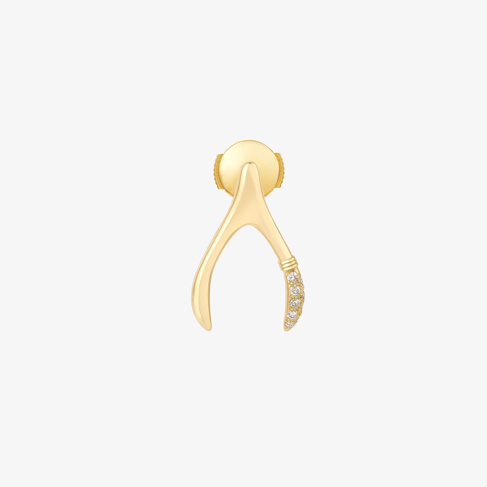 Mono Boucle d'Oreille Wishbone Semi Pavée