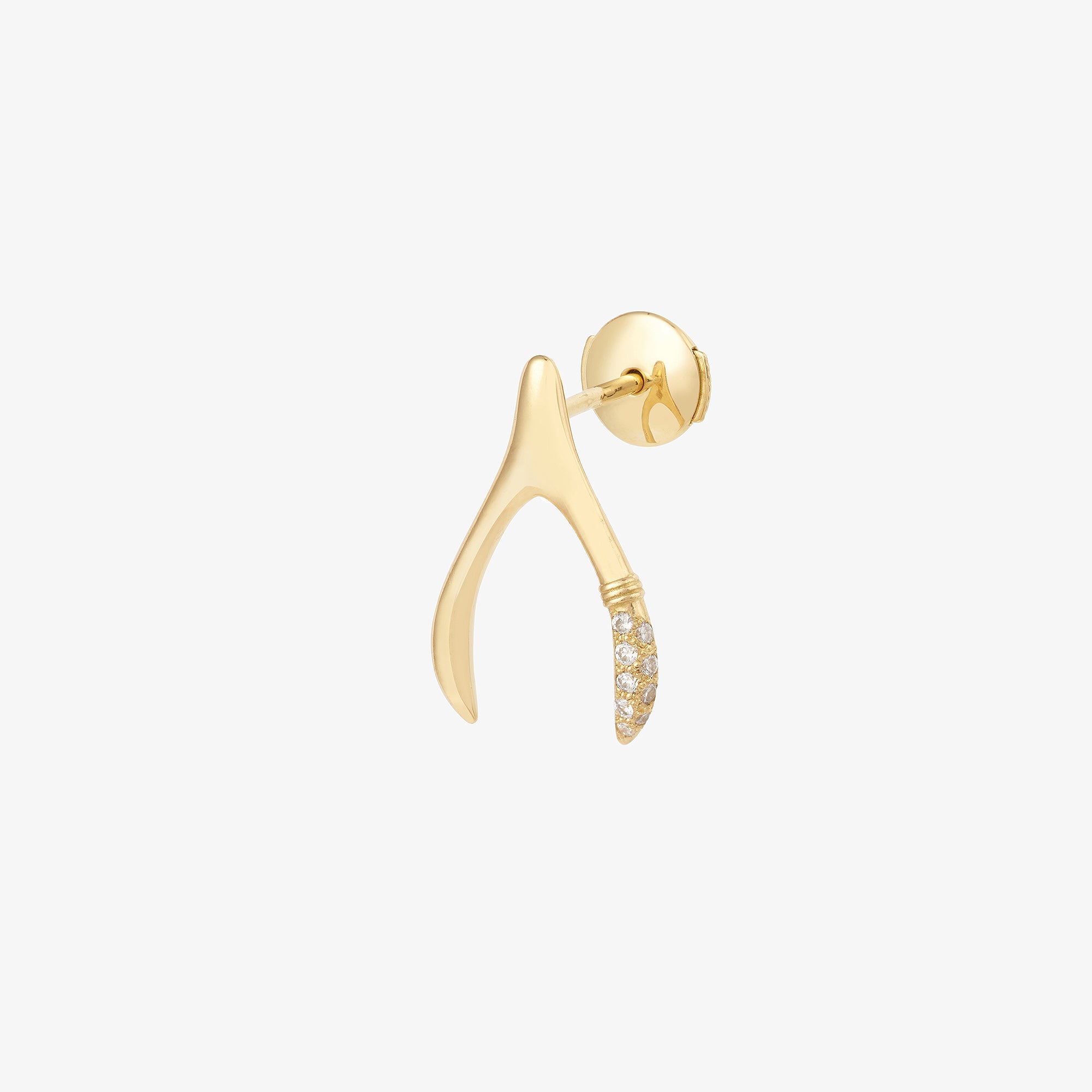 Mono Boucle d'Oreille Wishbone Semi Pavée