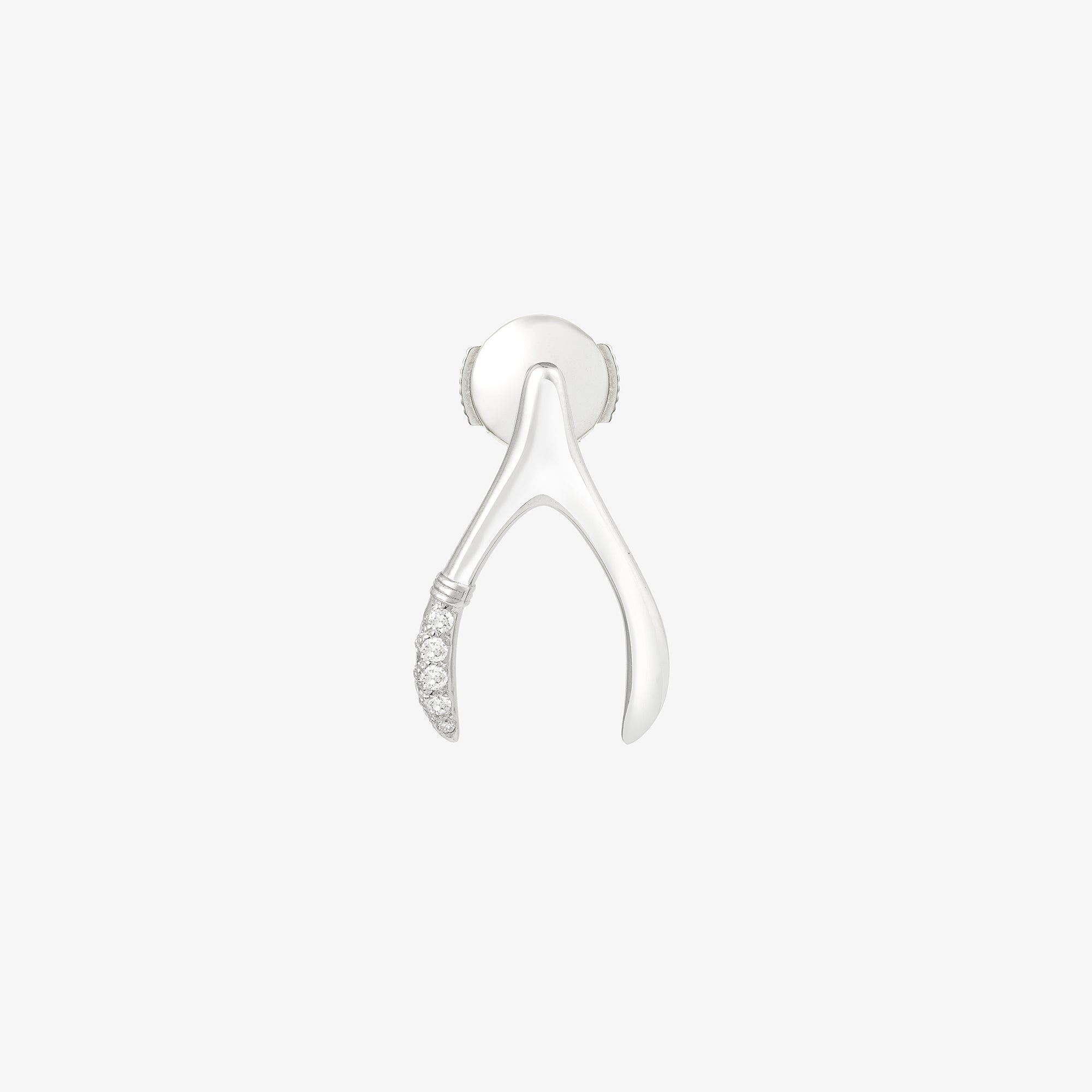 Mono Boucle d'Oreille Wishbone Semi Pavée