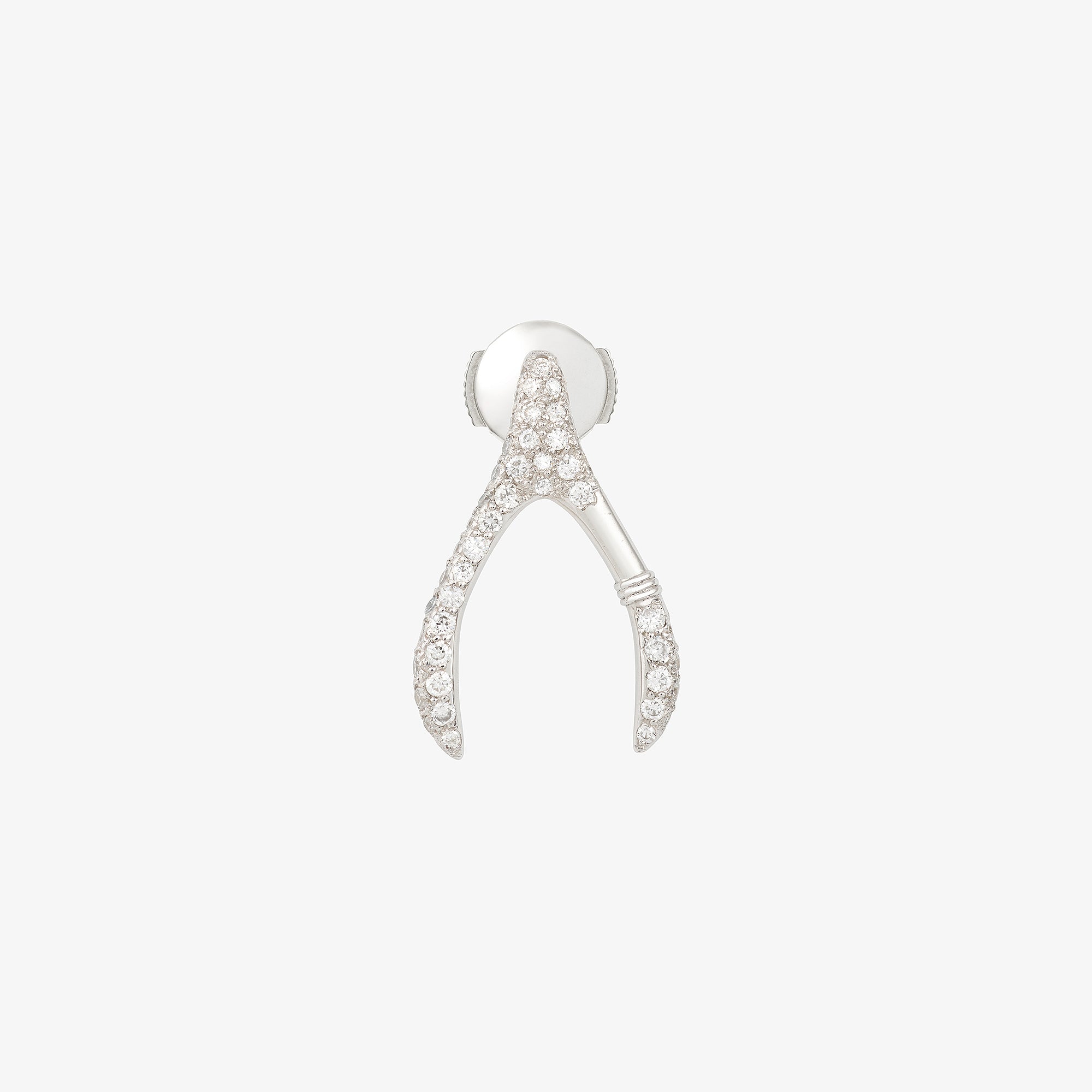 Wishbone paved mono earring