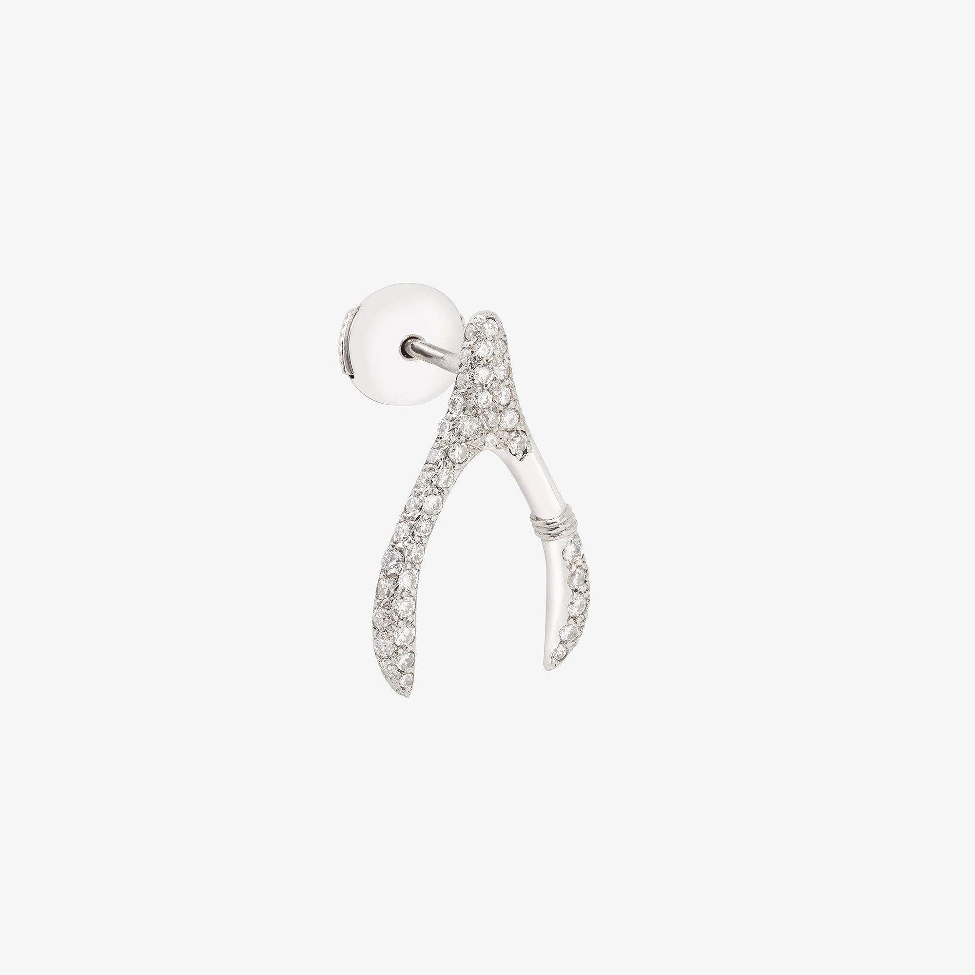 Wishbone paved mono earring