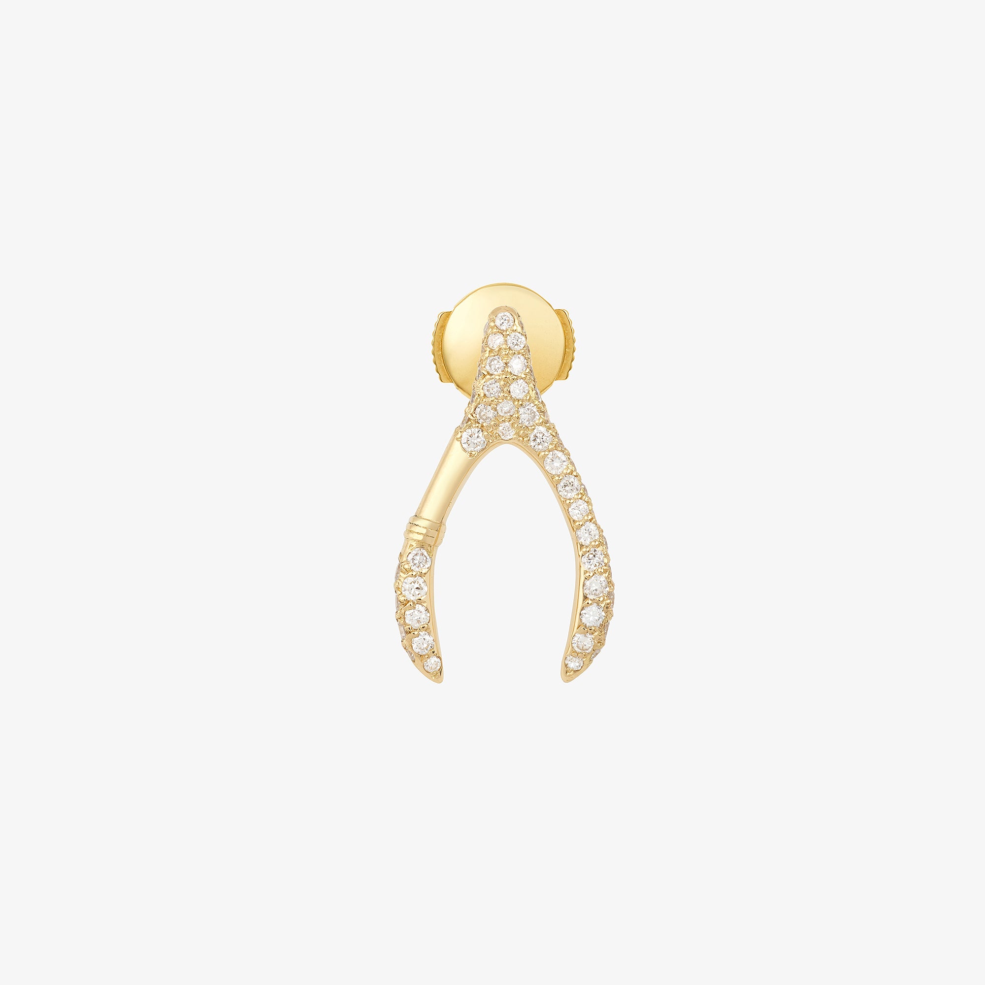 Wishbone paved mono earring