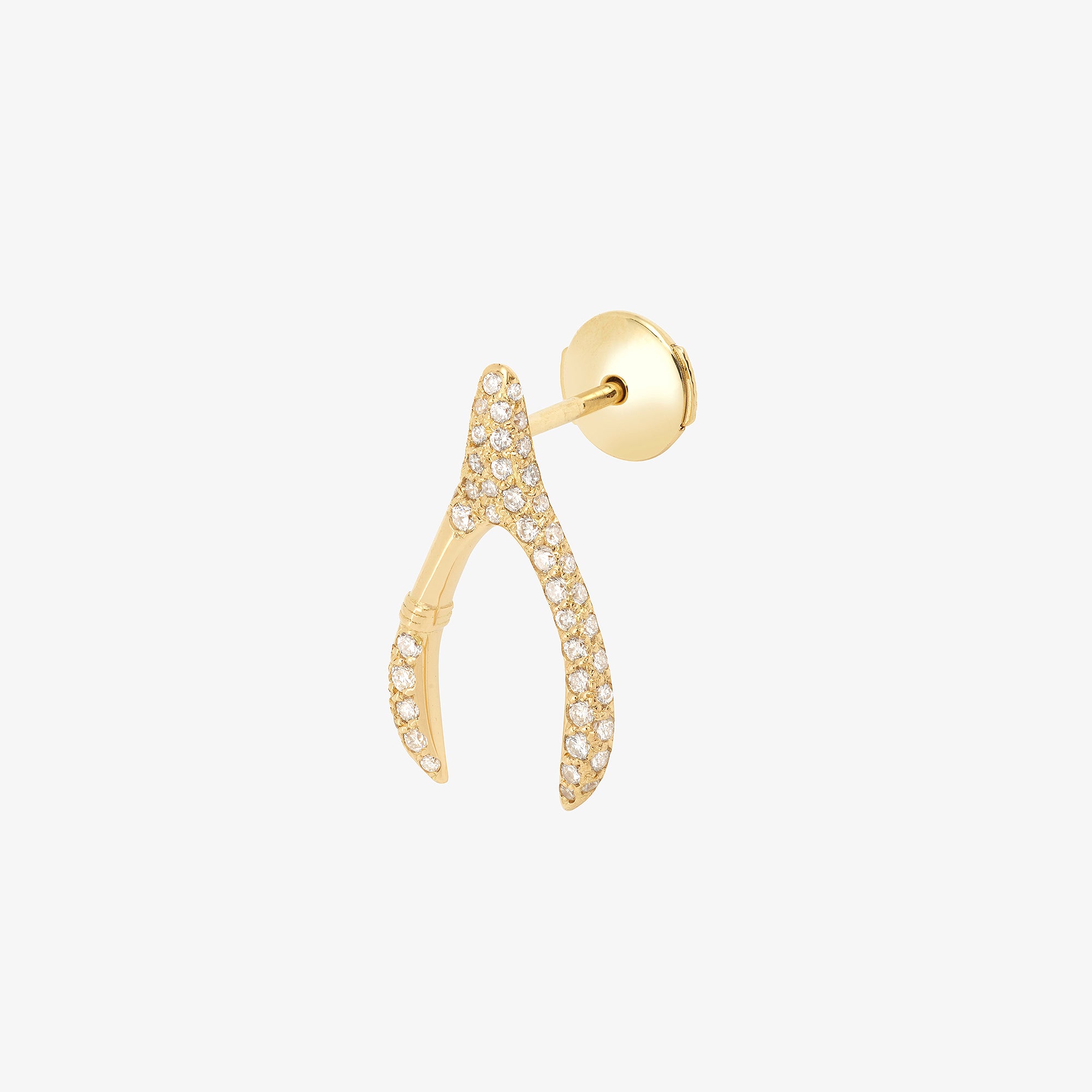 Wishbone paved mono earring