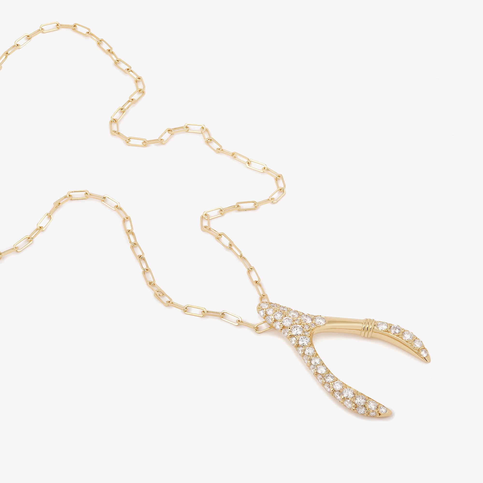 Collier wishbone or jaune vue à plat