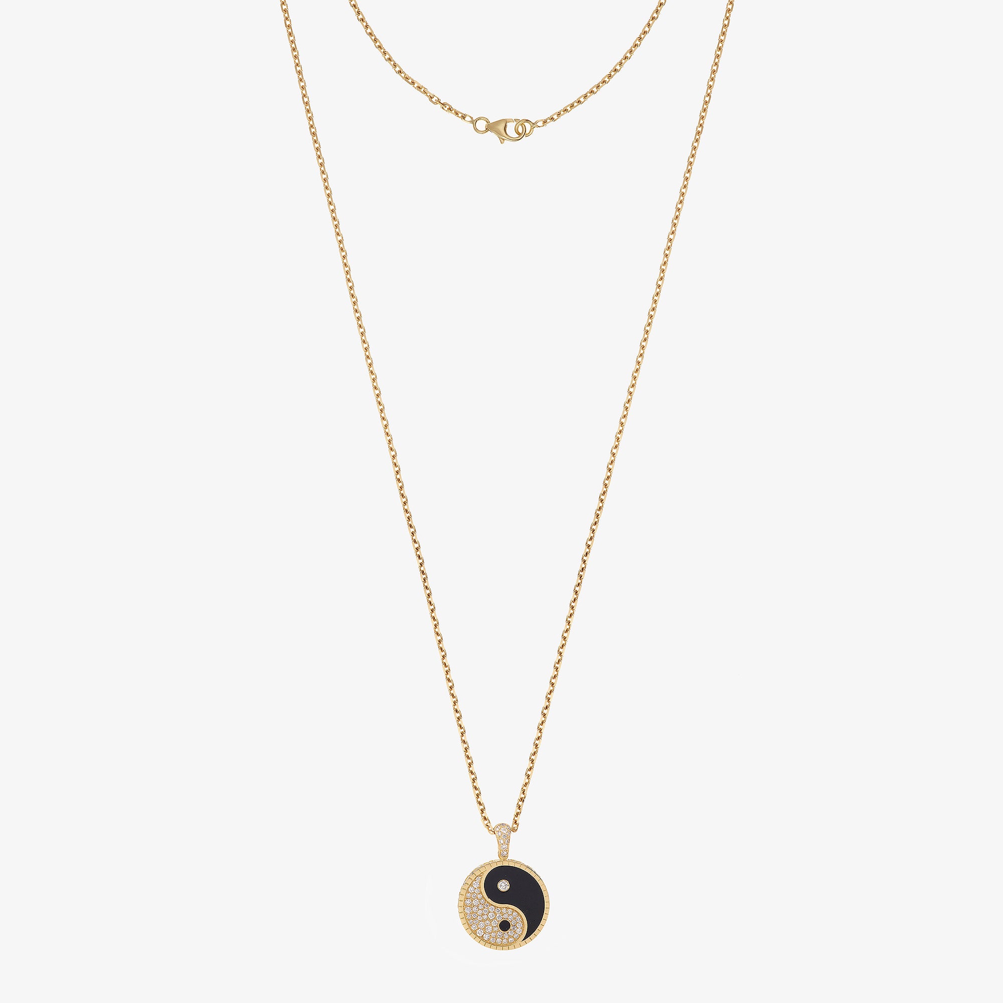 Collier yin Yang grand modèle vue face avec chaine