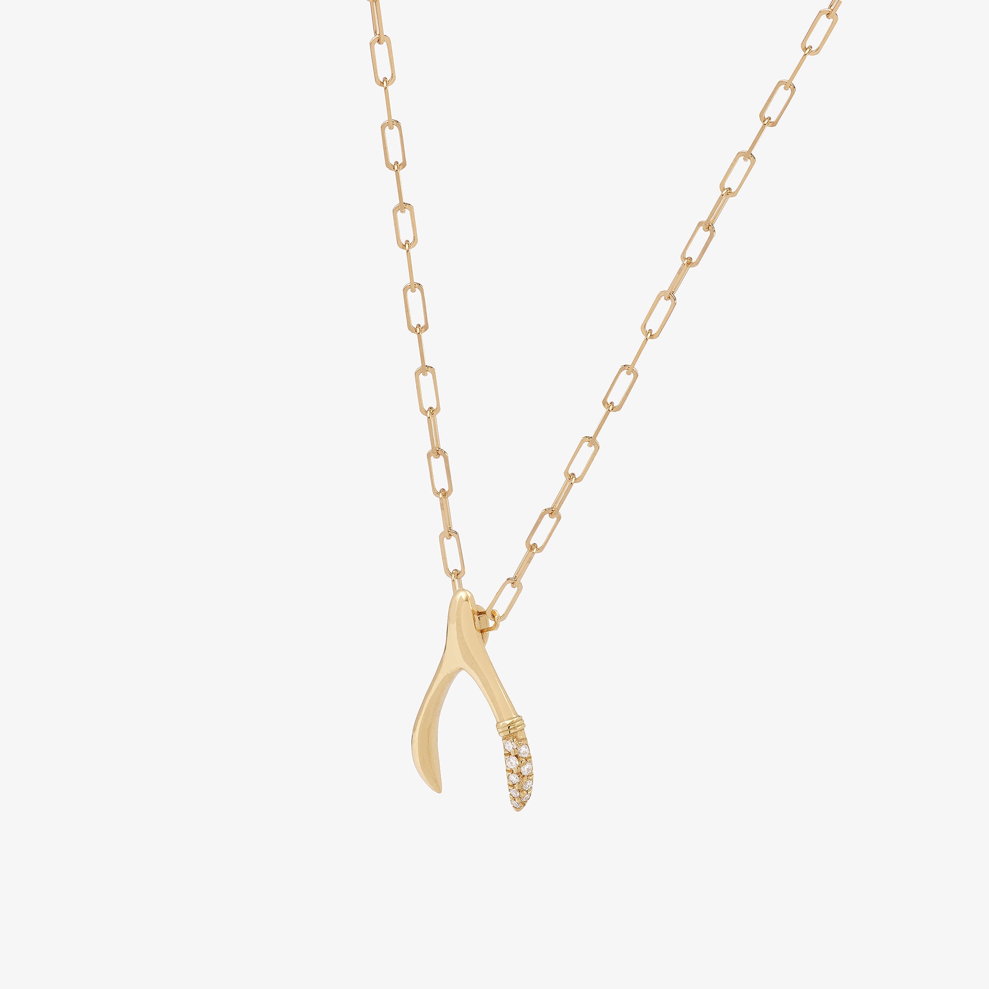 Collier pendentif wishbone petit modèle vue côté