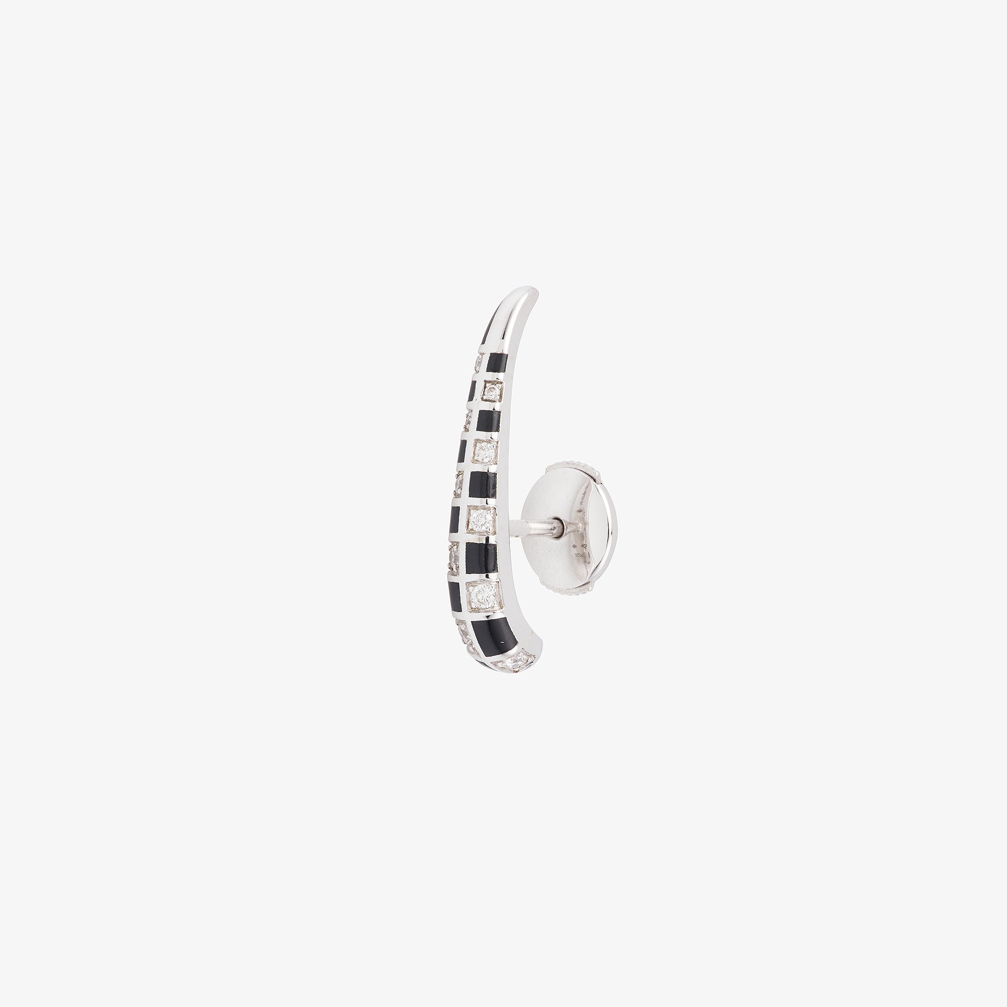 Boucle d'oreille griffe Illusion or blanc vue côté