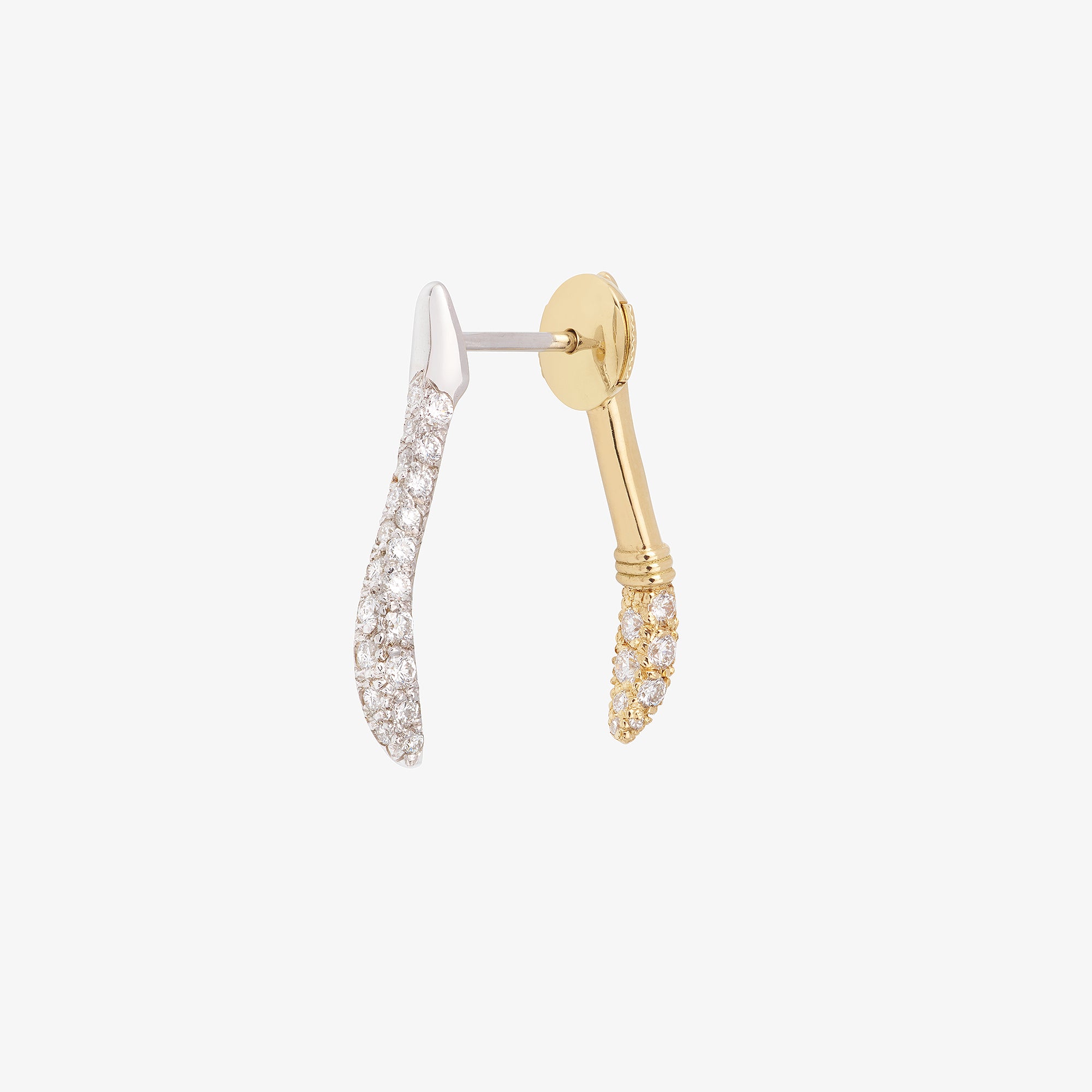 Boucle d'oreille wishbone or jaune et or blanc vue côté