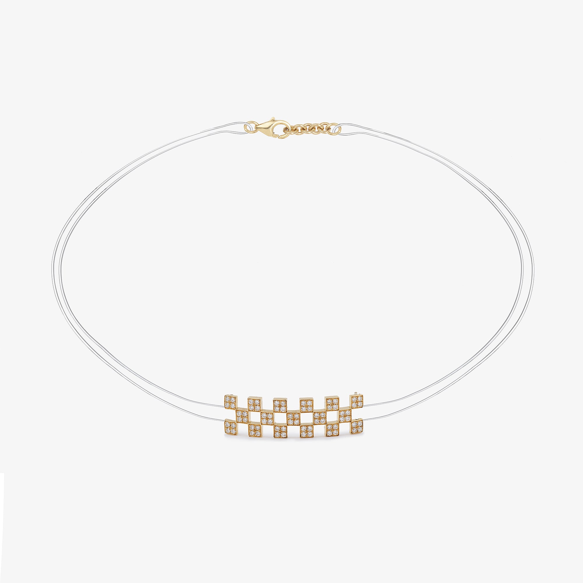 MYSTJOY collier Nylon damier or jaune modif web