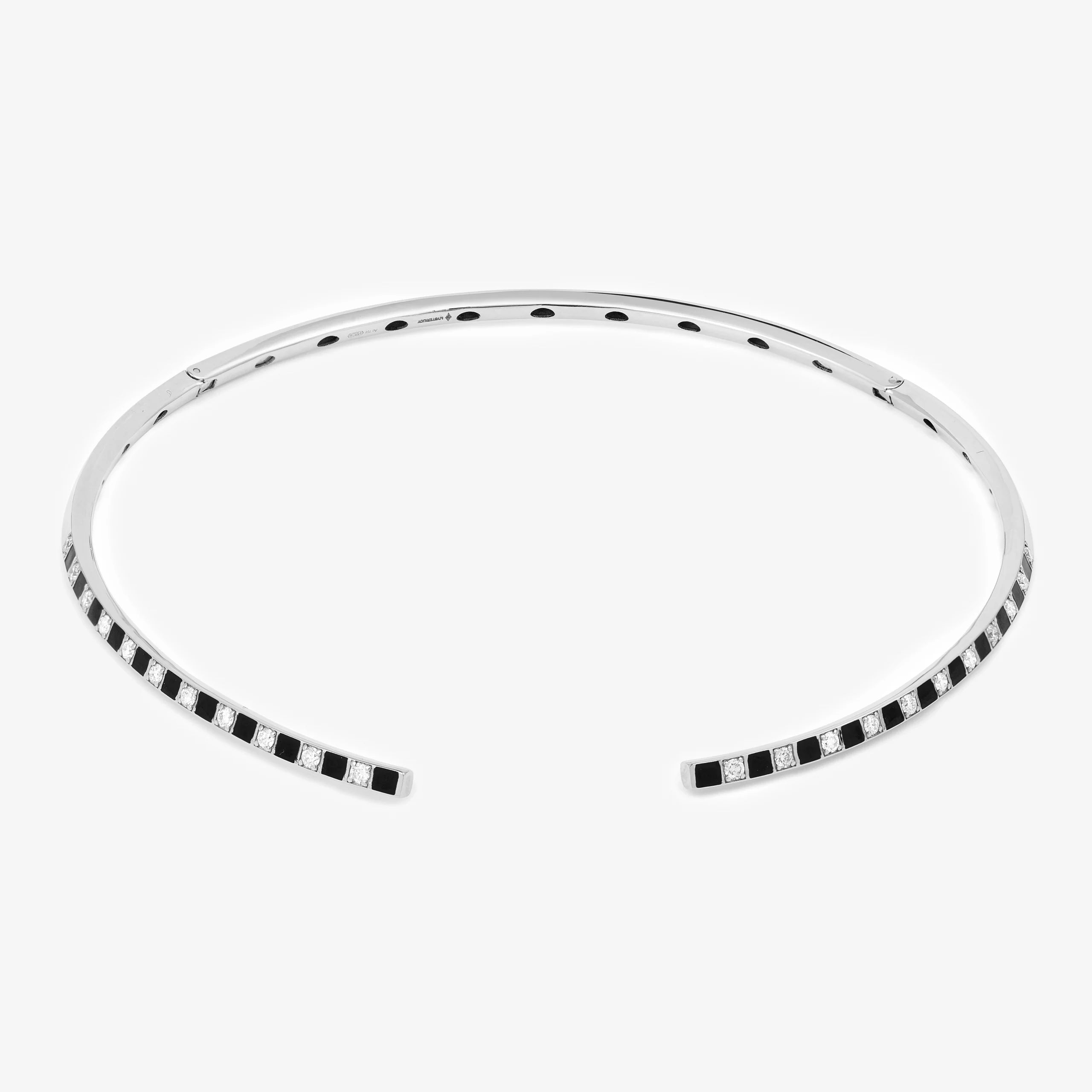 Collier choker or gris vue face