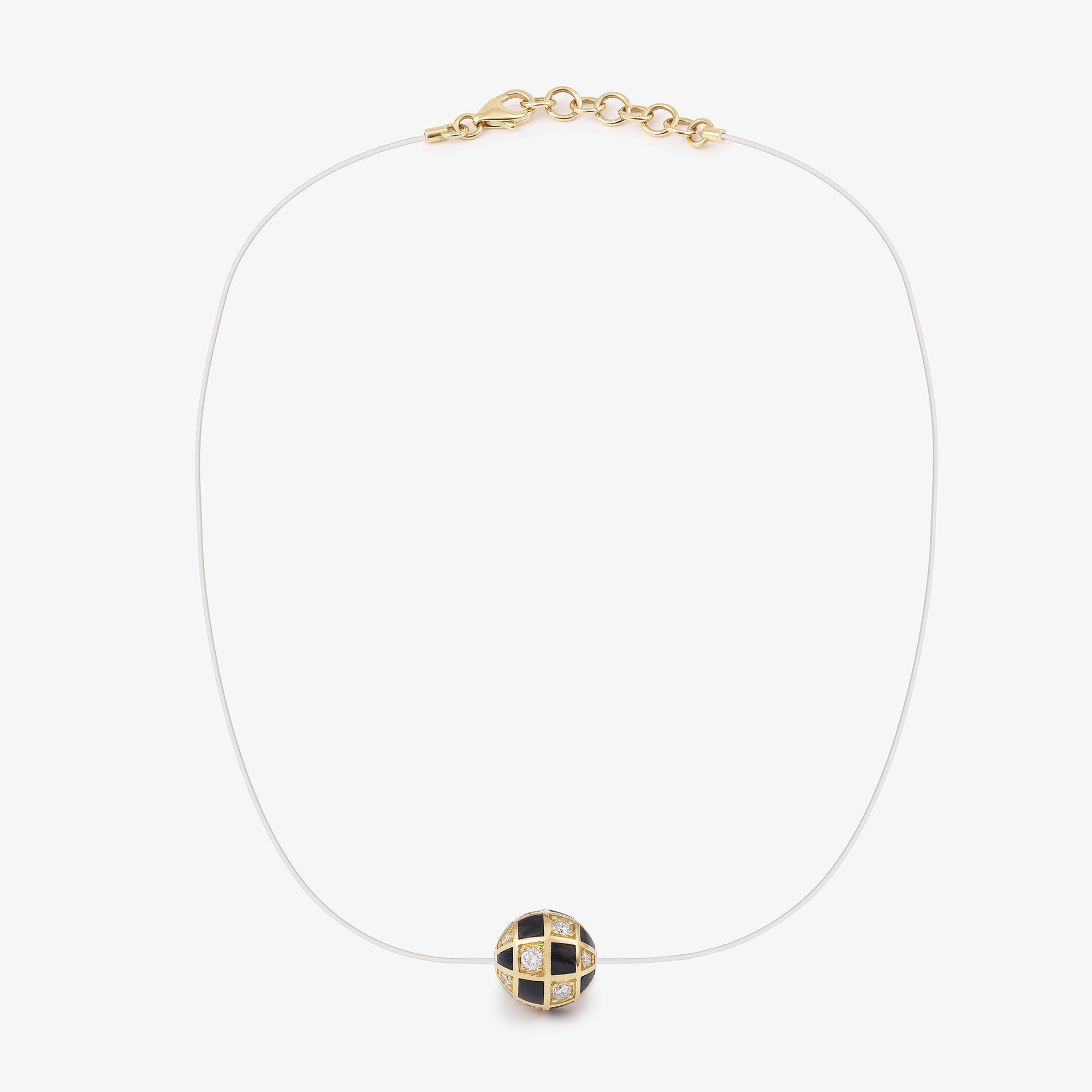 Collier nylon mini globe vue face or jaune