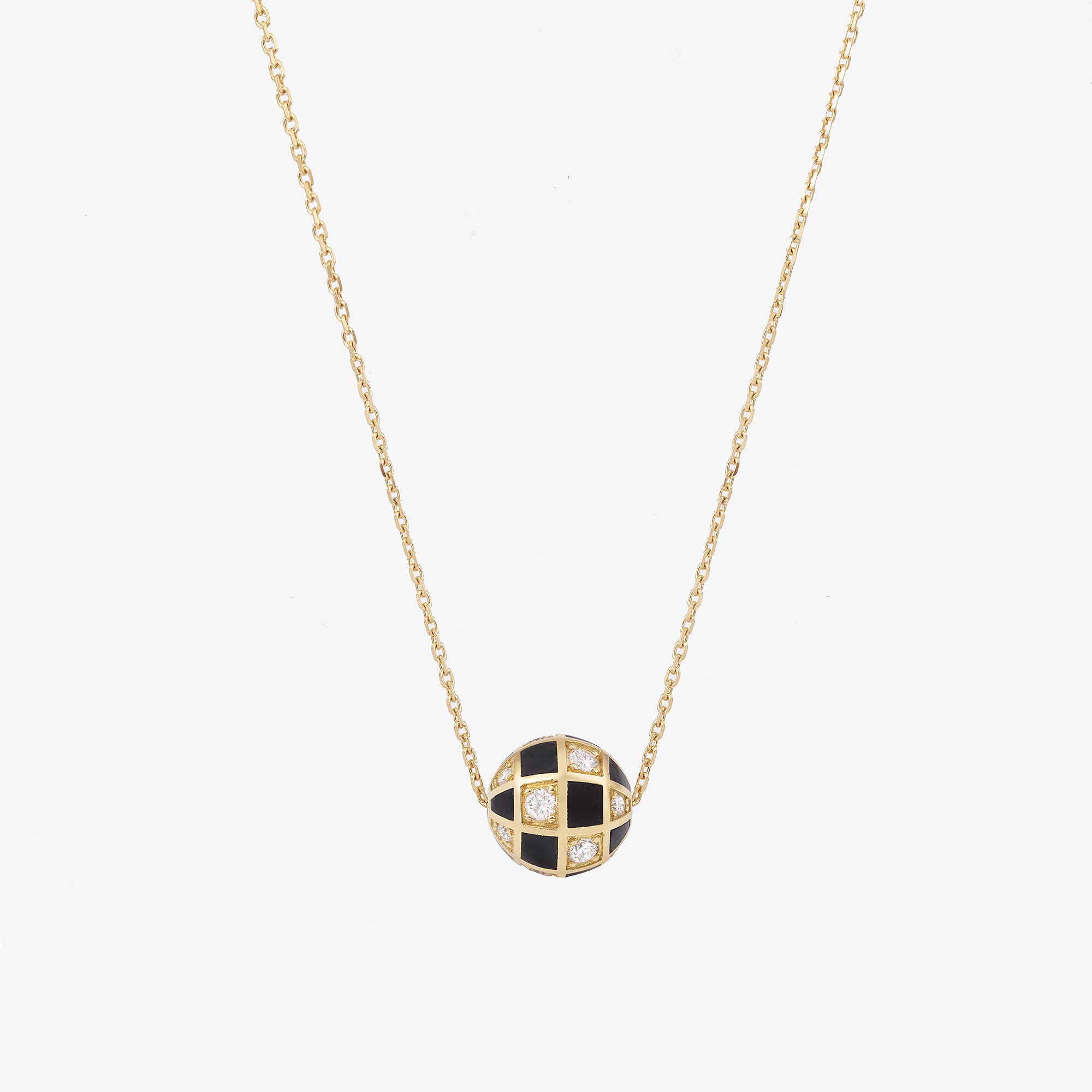 Collier mini globe vue face or jaune