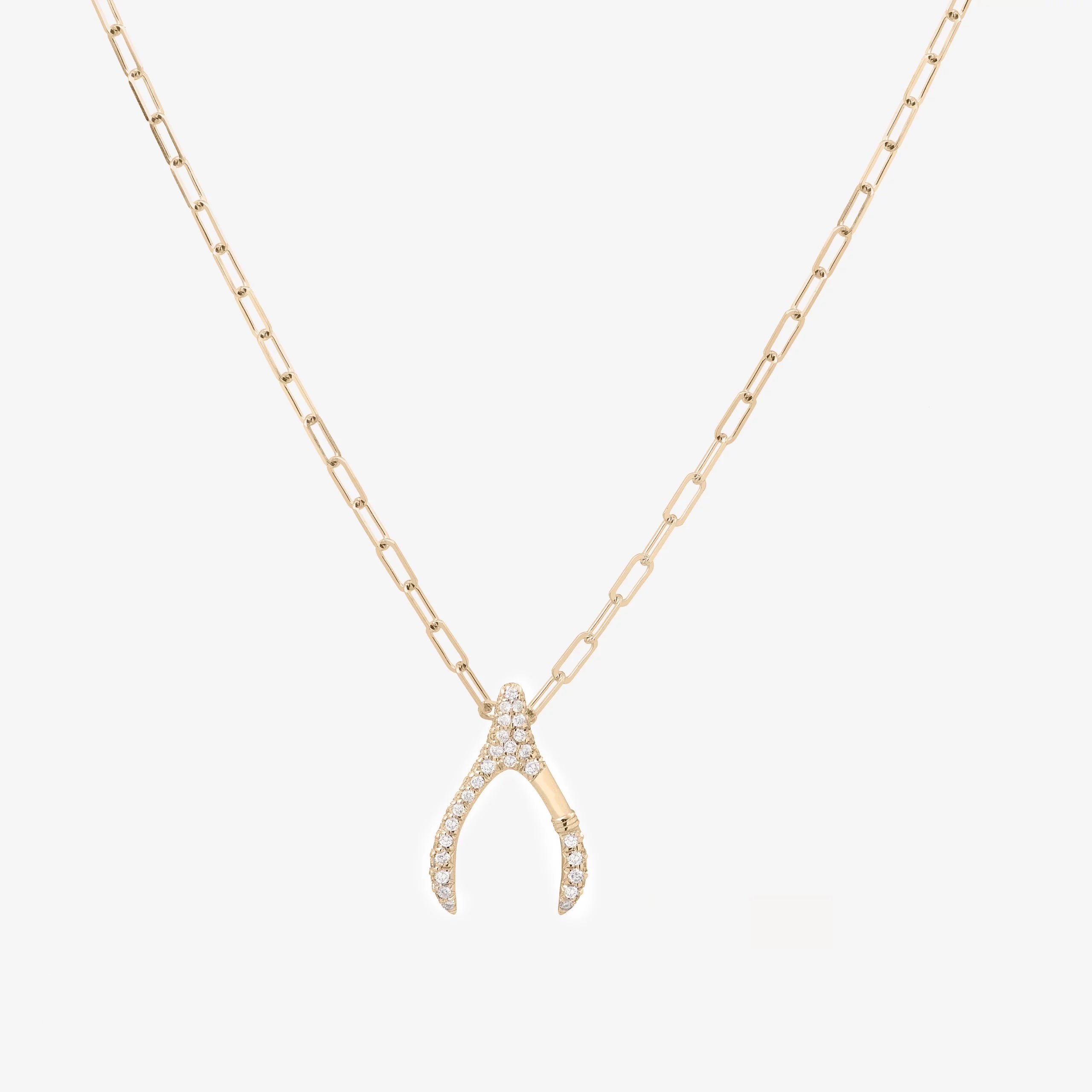 Collier wishbone PM or jaune vue face