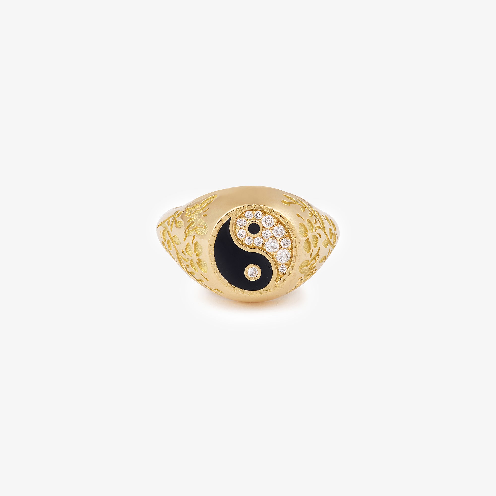 Bague chevalière Yin Yang petit modèle vue face