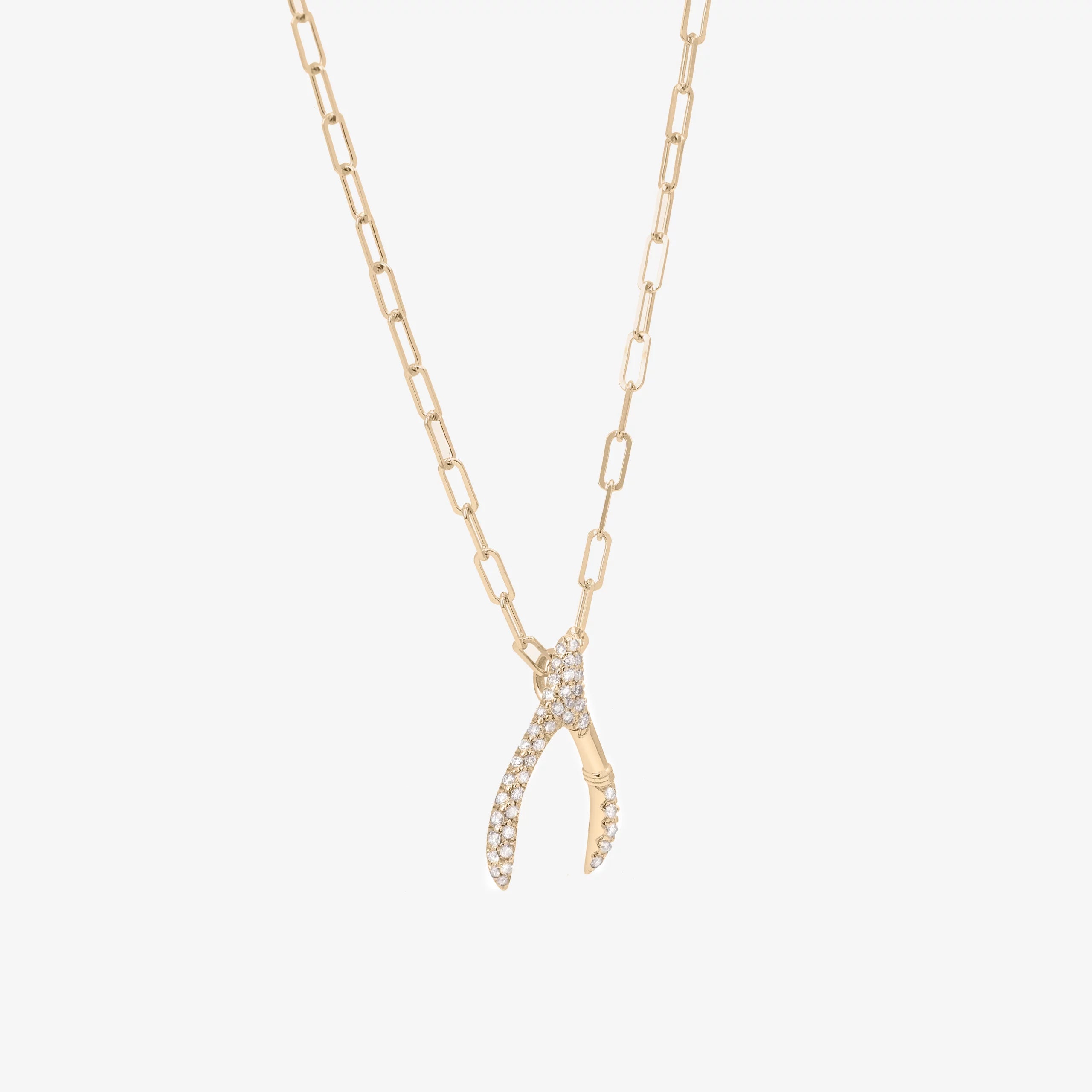 Collier wishbone PM or jaune vue côté