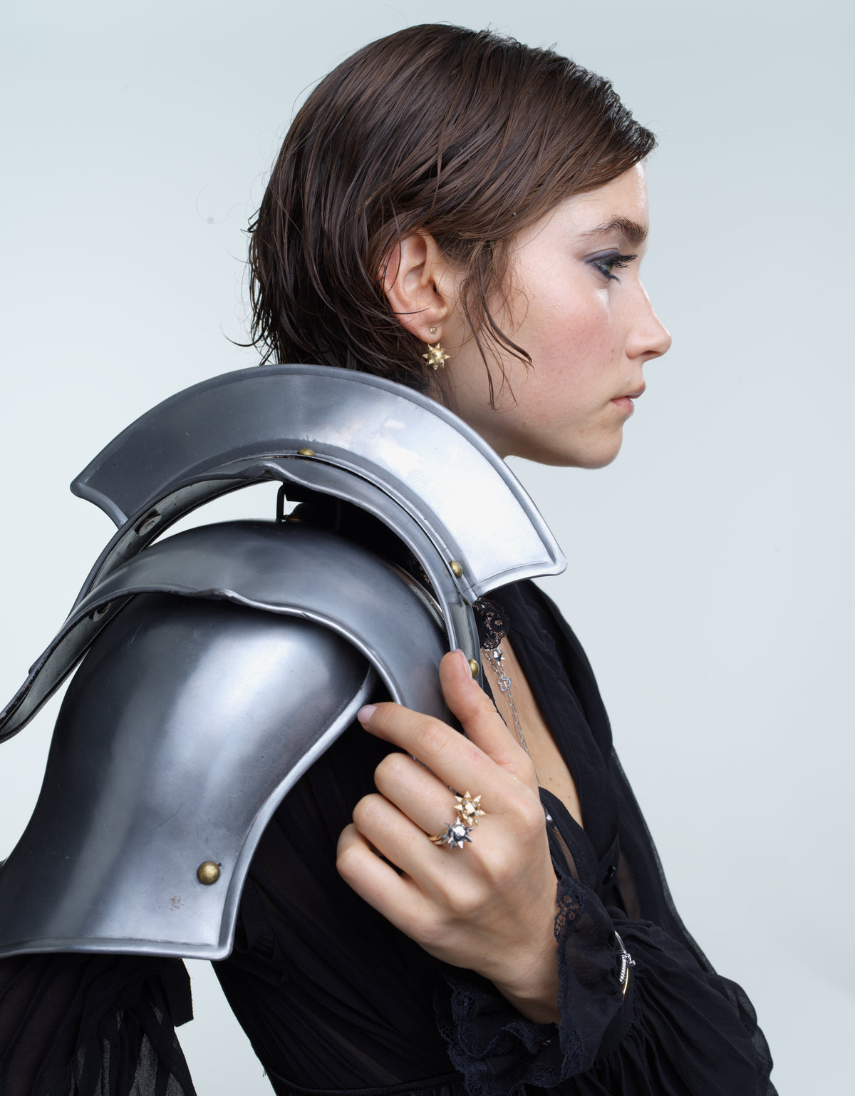 Mono Boucle d'Oreille Etoile d'Arme Pavée