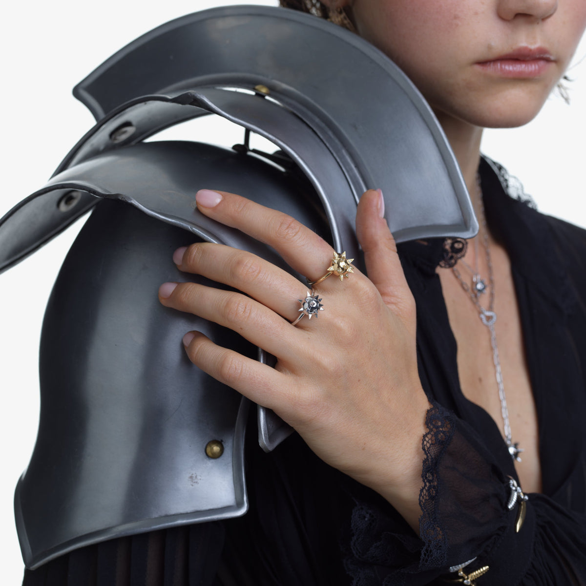 Paved Morning Star Ring