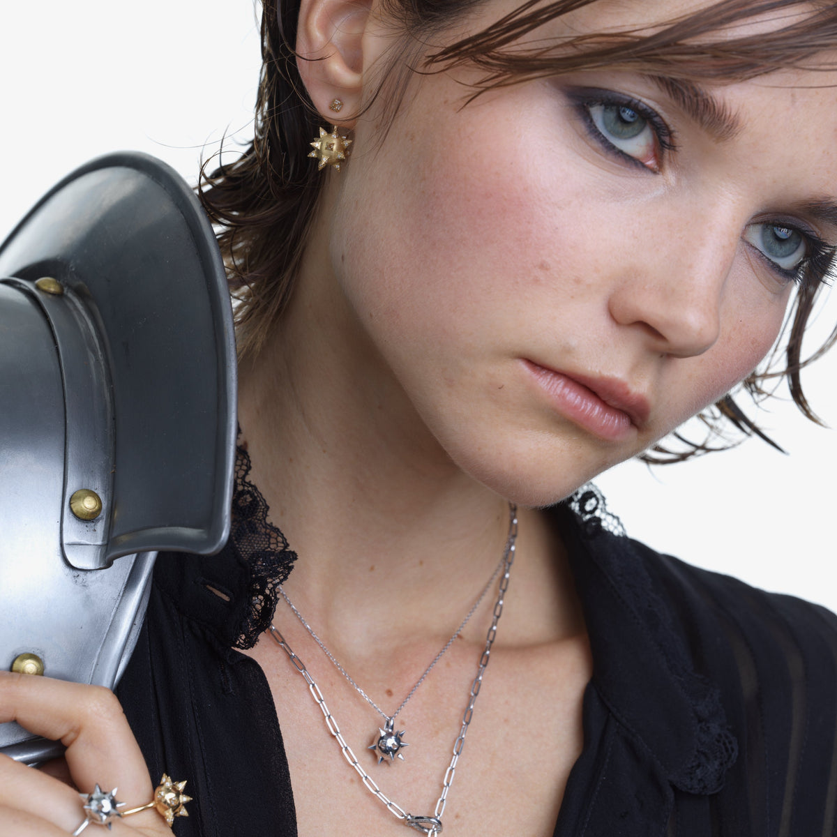 Mono Boucle d'Oreille Etoile d'Arme Pavée