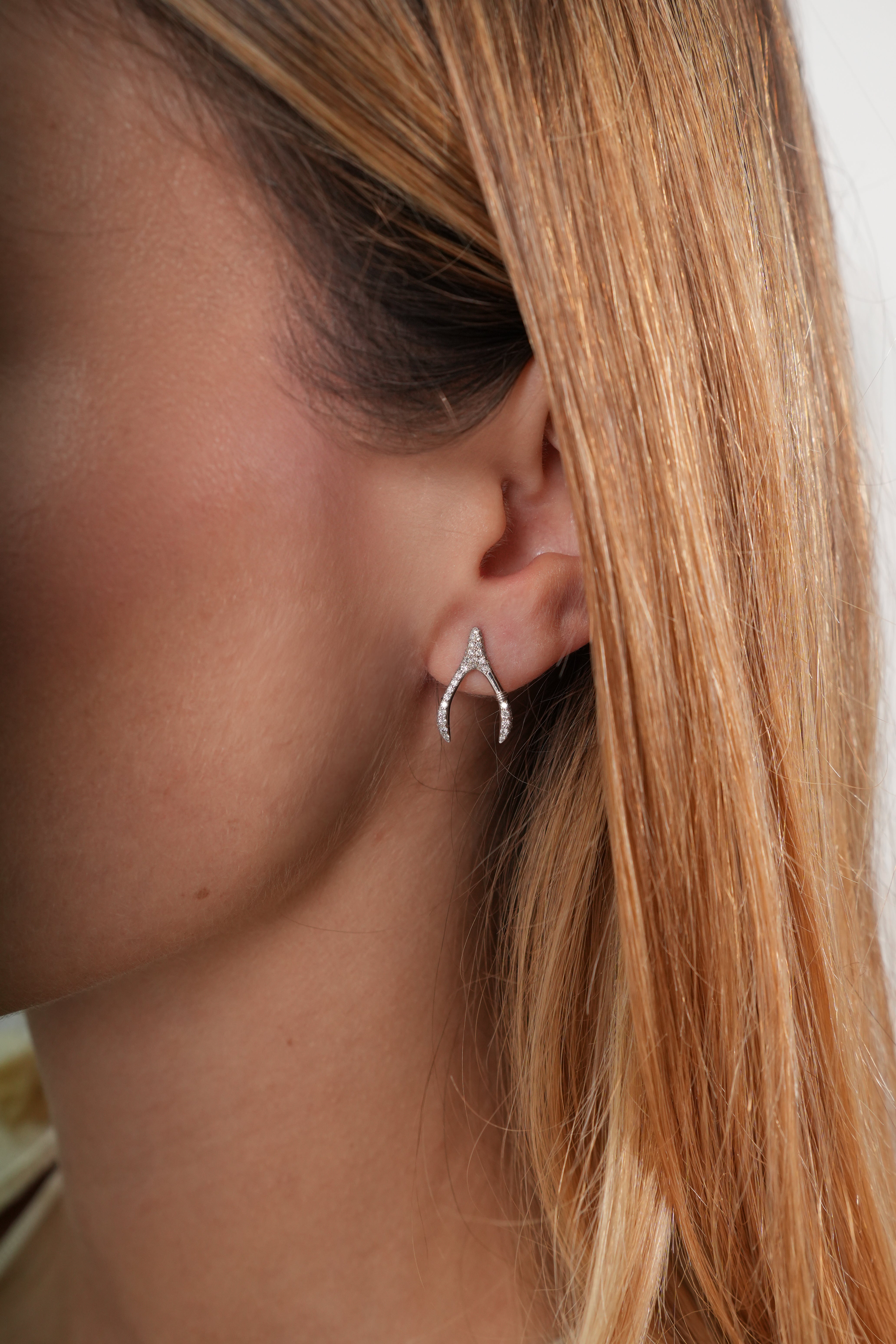 Mono Boucle d'Oreille Wishbone Pavée